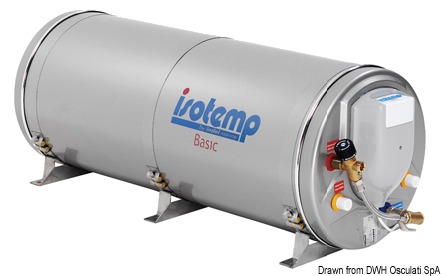 Serbatoio interno, serpentina e involucro esterno in acciaio inox. Il serbatoio é garantito 5 anni contro le perdite. Funzionano con una resistenza in rame nichelato da 750 W a 220 V, oppure con scambiatore di calore collegato all’impianto di raffreddamento del motore. La resistenza é posizionata nella parte bassa dello scaldabagno per evitare la stratificazione del calore. Doppio termostato (di sevizio e sicurezza). Valvola di sicurezza a 7 bar. Isolamento in poliuretano espanso. Possibilità di installazione verticale o orizzontale.