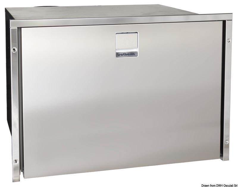 Serie frigo/congelatore a cassetto con apertura frontale e battuta in acciaio inox. Completi di compressore Secop a voltaggio universale 12/24 V.