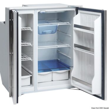 E’ già completo di flangia di fissaggio ad incasso inox e la porta resta a filo della flangia. La chiusura é garantita da una serratura a scatto anche essa a filo. Nella combinazione CR220, il modello si compone di un'unità da 130 l ad apertura frontale nella parte superiore e di un'unità freezer da 90 l ad apertura frontale nella parte inferiore. Il modello CR260 è una soluzione ibrida superiore ad apertura frontale, inferiore a cassetto di 130 l ciascuno. Vano freezer pari a 9,8 l nell'unità a cassetto.