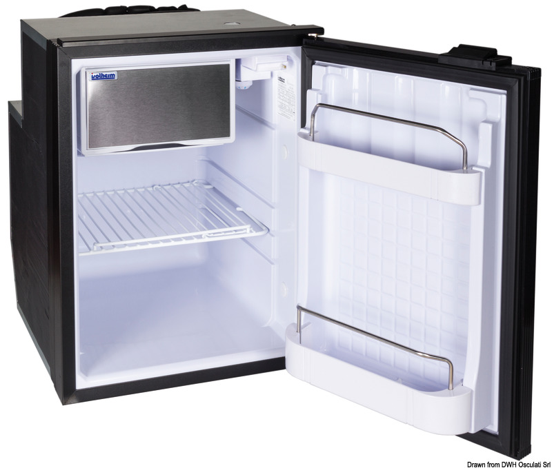 Provvisti di controllo elettronico che spegne il frigo quando la tensione scende sotto 10,4 V e riparte quando risale a 11,7 V (valori regolabili rispettivamente fino a 9,6 e 10,9 V).Velocità di rotazione 2000-2500-3000 RPM regolata secondo il volume da raffreddare. Ventilazione forzata.Consumo energetico 280 W/24h.