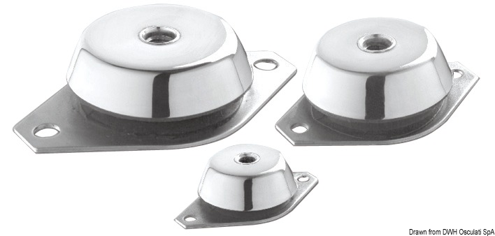 Gomma NBR di alta qualità. Durezza shore 55 +/- 3 , foro femmina.Disponibile sia in acciaio zincato sia in acciaio inox.