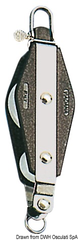 Carcassa in nylon nero più rinforzi in acciaio inox.