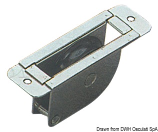 In acciaio inox ad incasso per albero o coperta, puleggia in nylon per drizze tessili.