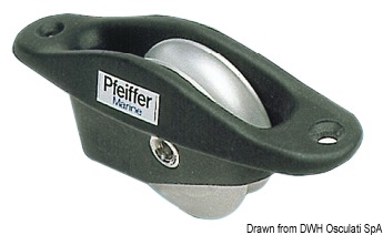 In alluminio nero con puleggia pure in alluminio, adatto per drizze tessili e metalliche.