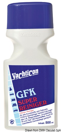 Rimuove gli sporchi duri, quali scarichi diesel, striature nere della pioggia, striature di carburante, che si sono aggrappate alla vetroresina, strisce di ruggine ecc. Non contiene fosfati o solventi.Confezione da 500 ml.