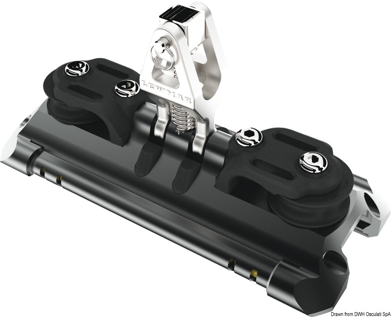 Mainsheet car 2 w/upstand and control line sheaves