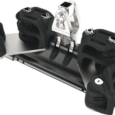 Mainsheet car 2 upstand double control line sheave w/cleat