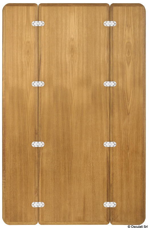 Pieghevole ed abbattibile (per renderlo abbattibile acquistare l'art. 71.240.10), in vero teak, ferramenta in AISI 316.Fornito senza bracci di supporto da ordinare a parte.