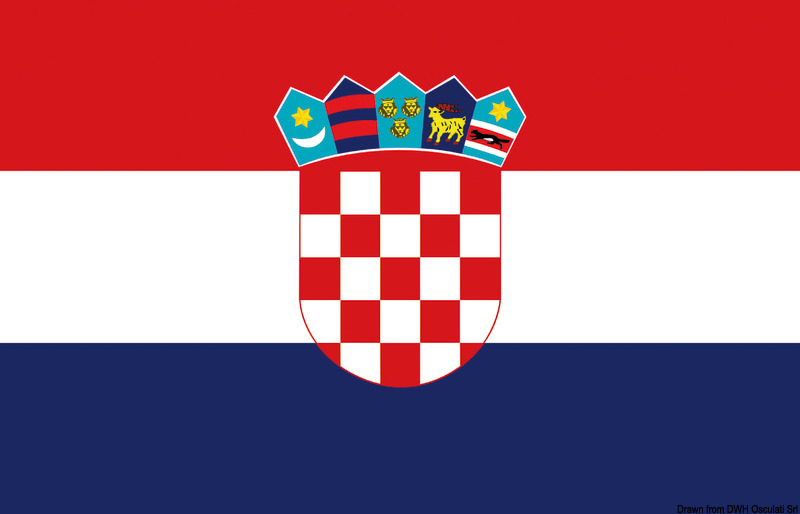 In stamina di poliestere, stampata a tinte indelebili.