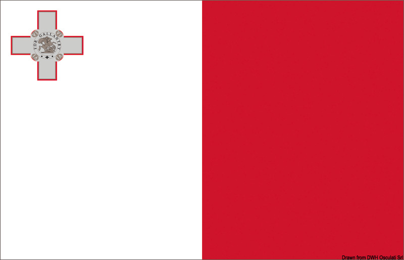 In stamina di poliestere, stampata a tinte indelebili.