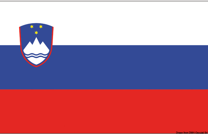 In stamina di poliestere, stampata a tinte indelebili.