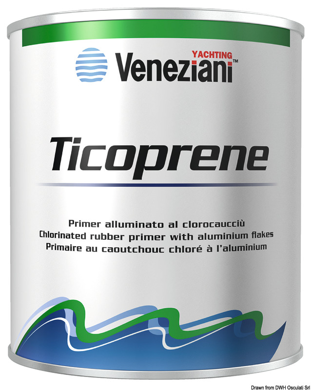 Primer alluminato al clorocancciù monocomponente. Ideale come protezione impermeabile e anticorsiva per carene, ferro e bulbi scafi a vela o come rivestimento sigillante su vecchie antivegetative.