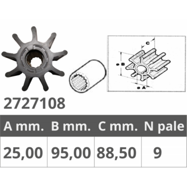 girante per motore fuoribordo pompa acqua Johnson 09-0802B