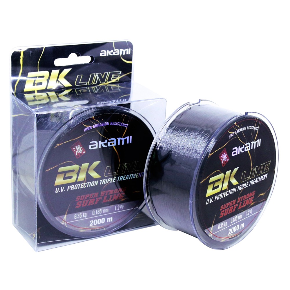Akami Bk Line è una nylon all’avanguardia di qualità giapponese. Il suo processo di produzione è stato perfezionato unendo 5 nylon di alta qualità dando a questa linea una resistenza lineare superiore. Inoltre, ha un trattamento al silicone che rende la sua uscita dalla bobina molto più fluida, migliorando le sue prestazioni di lancio! Per chi pesca in spiaggia o in zone rocciose, la Bk Line è una linea super indicata perché ha un’elevata resistenza all’abrasione. Inoltre, ha un triplo trattamento contro i raggi UV, che garantisce una maggiore durata. Disponibile su bobine 2000mt, che consente di riempire le bobine con il minimo spreco! Akami Bk Line è una lenza da pesca è ideale per le tecniche di pesca come: Surf Casting, boat e Spinning.