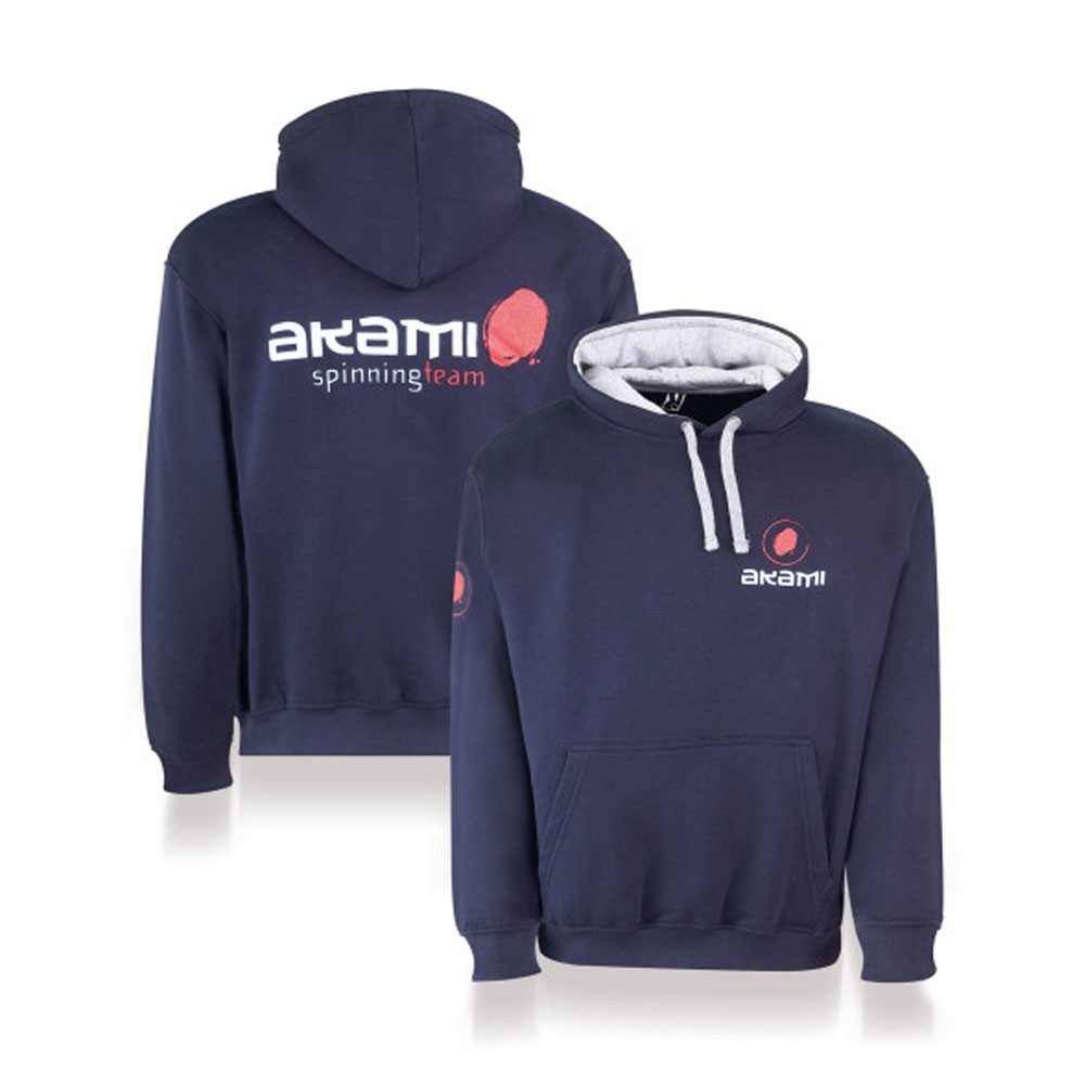 Felpa Akami Spinning con cappello, colore nero, manica lunga, composizione 50% cotone / 50% poliestere.