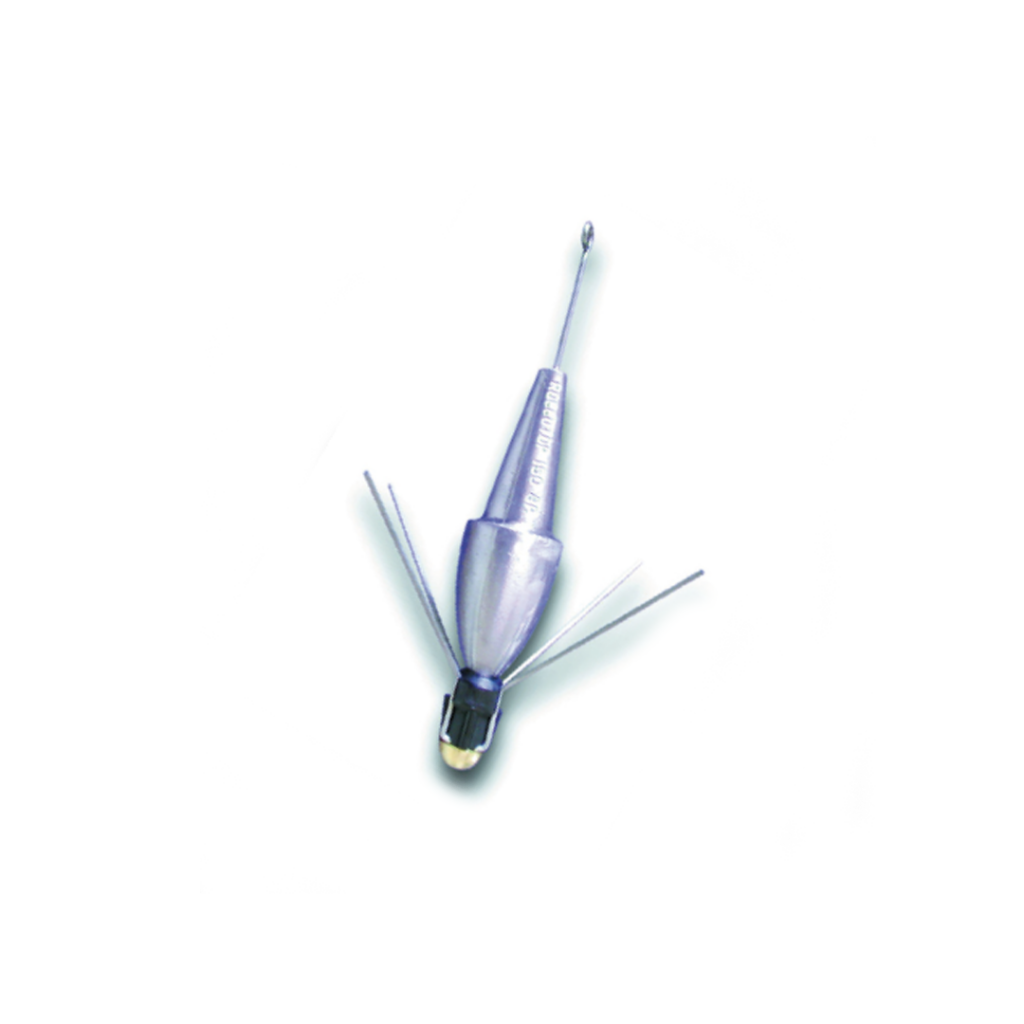 É il piombo tecnico che nel primo anno della sua uscita era chiamato "IL MOSTRO A TRE TESTE". Un nome veramente appropriato visto che ci sono tre possibilità di usare questa zavorra:
1. usando gli aculei in acciaio inox, stretti con vite in ottone, non ha rivali nella tenuta. Lo sblocco degli aculei, che tengono la zavorra ancorata al fondo si sganciano automaticamente al recupero serrando con un colpo secco.
2. usando la stella in plastica stretta con la vite in ottone, si ha una tenuta media
3. usando la vite piccola in plastica si può ottenere il piombo classico. Lo sblocco degli aculei, che tengono la zavorra ancorata al fondo si sganciano automaticamente al recupero serrando con un colpo secco. Disponibile in diverse grammature.
