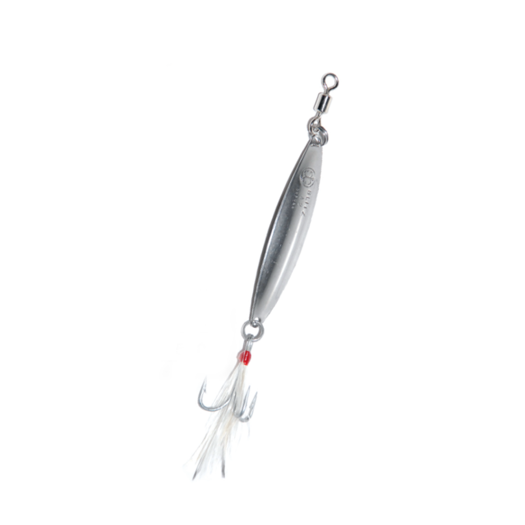 Odulante da mare (traina, spinning) realizzato in acciaio Inox ASI 316 con girella nichelata ed ancoretta anti-corrosione Perma Steel. Versione con piuma . Disponibile in diverse misure.