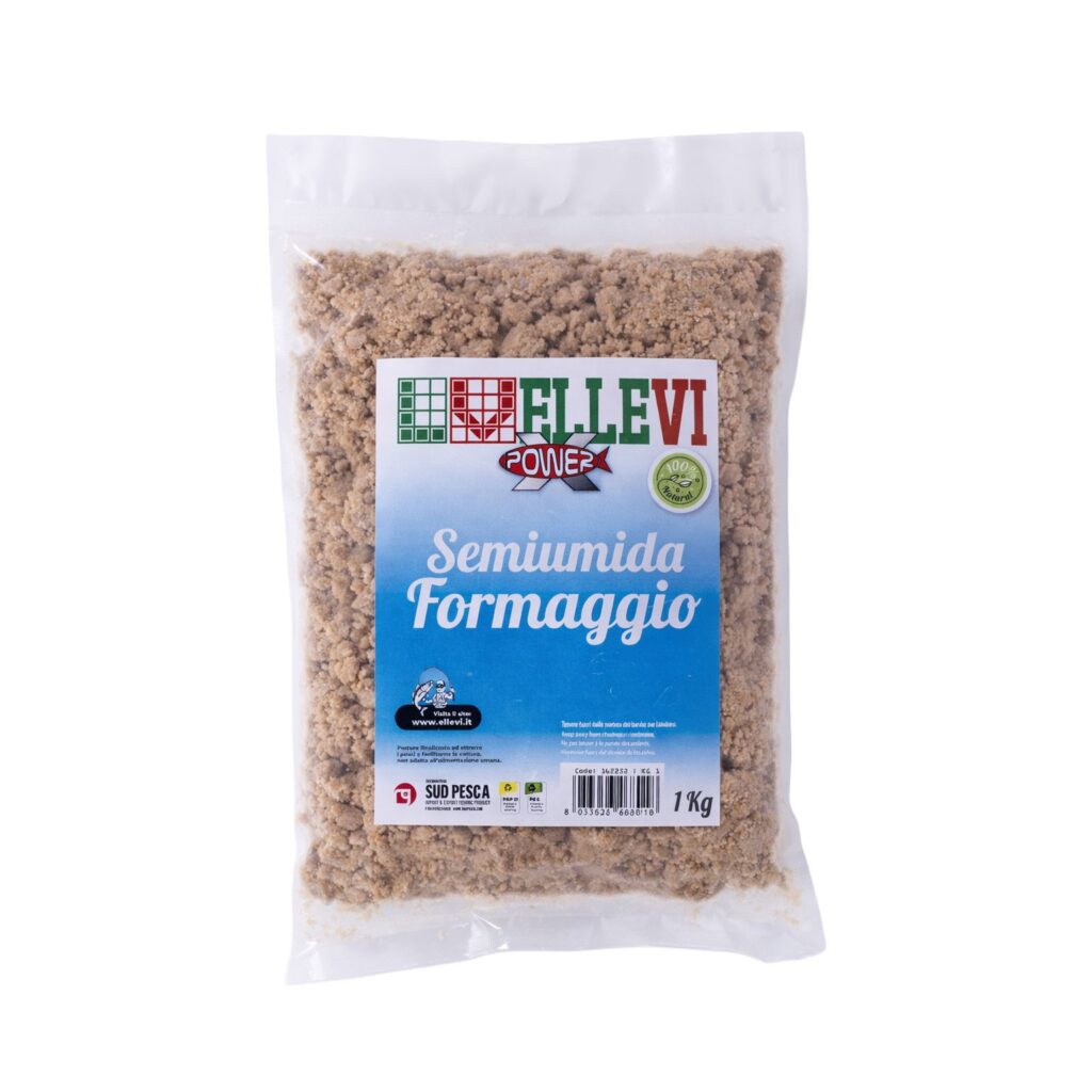 La pastura che unisce l'alta qualità alla massima praticità. La Pastura ELLEVI  Semi-Umida al Formaggio è una miscela pronta all'uso, di colore bianco e con un'altissima concentrazione di formaggio e amminoacidi. Non richiede preparazione: basta prenderla dal sacchetto e formare le palle. Il suo aroma intenso e la sua versatilità la rendono perfetta per attirare ogni tipo di pesce, agendo anche come un potente integratore per altre pasture da Pesca al colpo, Bolognese, Gallegiante, al colpo,passata,agonismo, feeder, fondo, ledgering