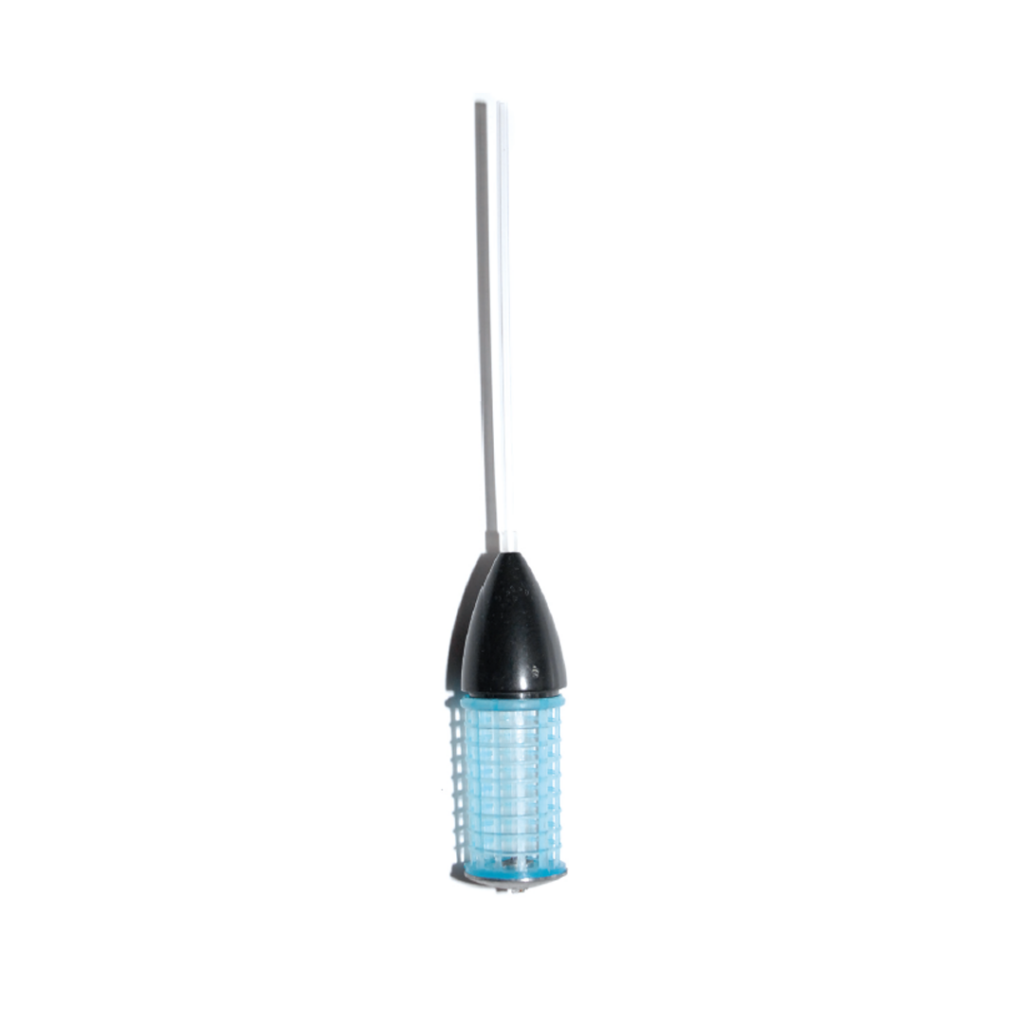 Bombarda con bulbo pasturatore e cestello. Ideale per pasturare con bigattini. Ottimo per la pesca di superfice in mare o in acqua dolce.