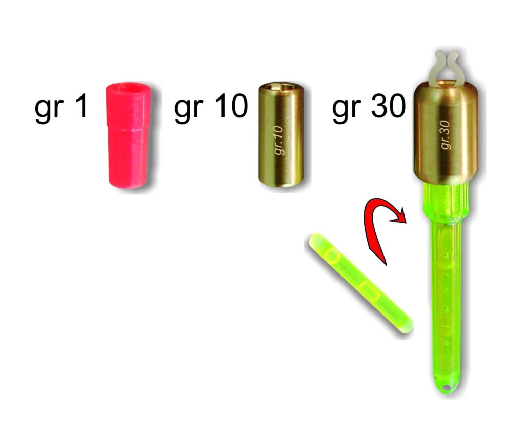 Segnalatore d’abboccata con pesi intercambiabili, adatto per il surfcasting ed il carpfishing. Munito di pinzetta con regolazione della tensione per lo sgancio del filo e alloggiamento per starlight di mm 3 e 4,5. Fornito completo di pesi di gr 1-10 -30.

Colori: verde - trasparente - arancio.

Busta da 1 pezzo, confezione da 5 buste.