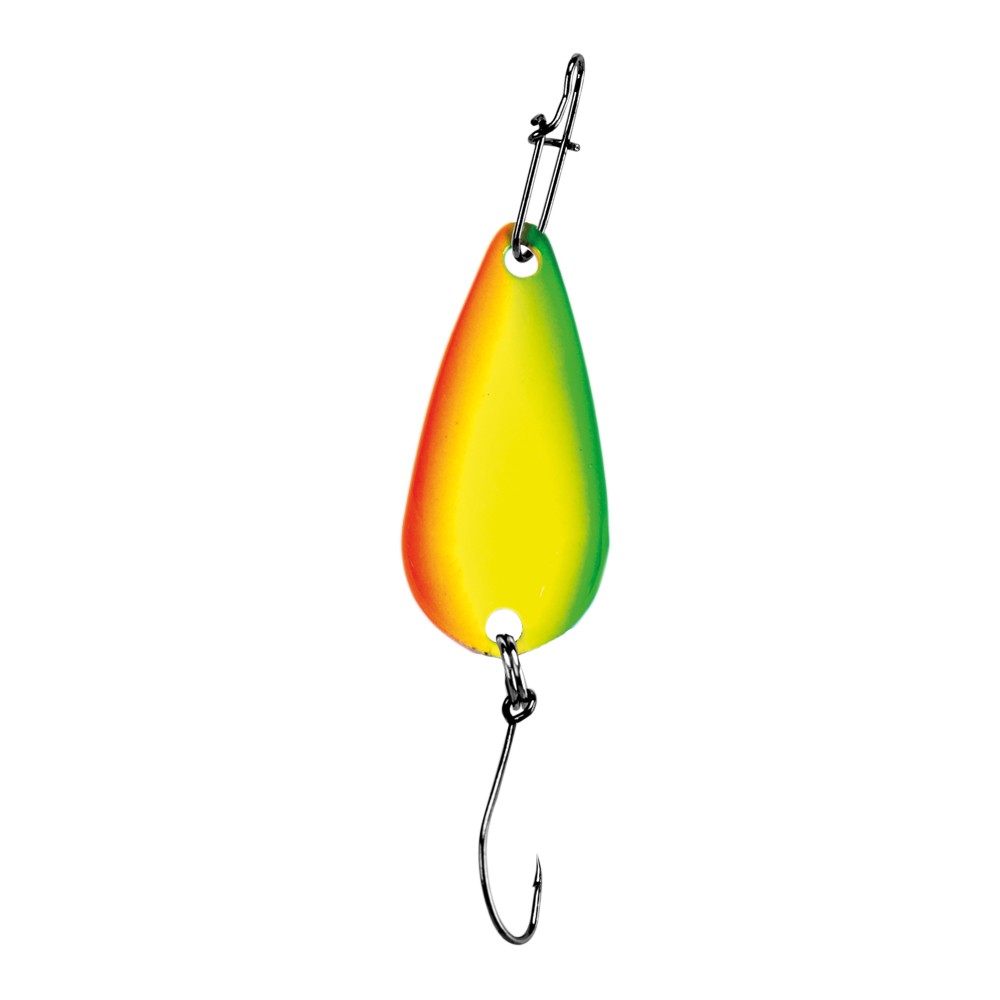 Cucchiaino ondulante particolarmente indicato per la pesca da Trout Area Game. La forma concova lo rende idoneo sia con recupero lento che con recupero veloce, la sua ampia azione di oscillazione durante il recupero aumenta le turbolenze rendendolo estremamente attrativo e reattivo. Questo cucchiaino rotrante garantisce ottimi successi di catture anche con le prede più ostili. Metal Trout è montato con ardiglione VCM.