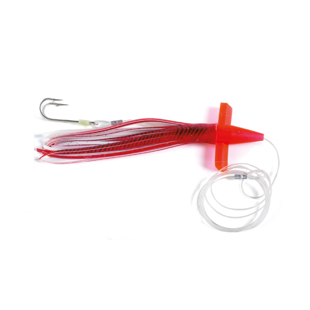 Artificiale per la traina di superficie, costituito da un montaggio su lenza, testa planante e octopus, fissati su due ami. Ottimo per la traina degli alletterati.