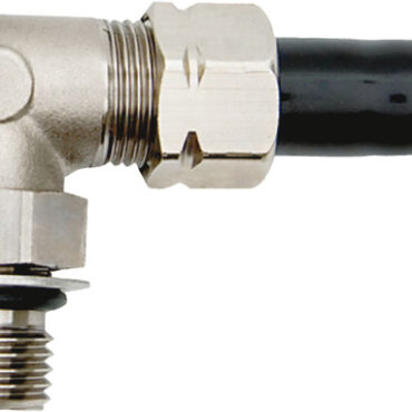 Raccordo cilindro a T per spurgo orientabile da 3/8" in ott. nichel.