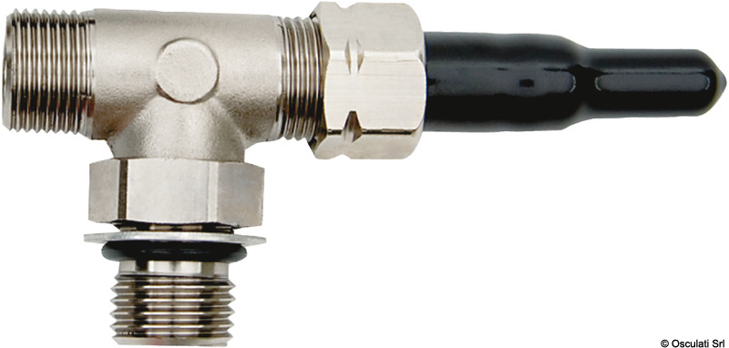 Raccordo cilindro a T per spurgo orientabile da 3/8" in ott. nichel.