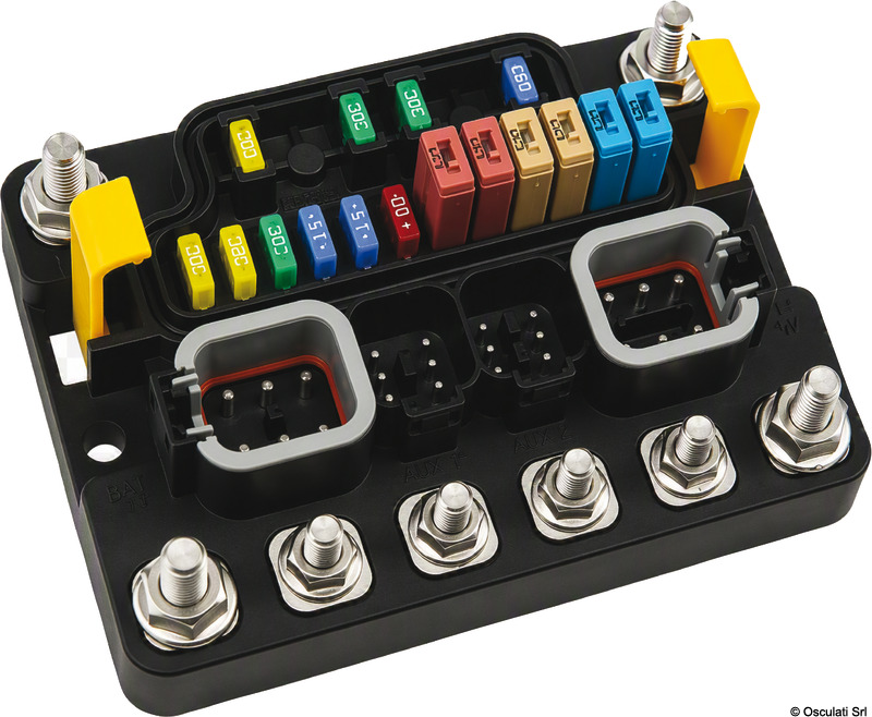 MT Series 12 Pos Sealed ATM Fuse/CB Block + 250 A Ground Bus