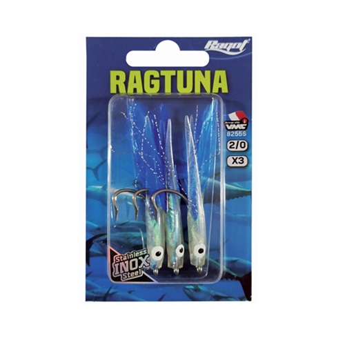 esca ragot raftuna in confezione da 3 pezzi colorazione trasparent ocean blue per traina e spinning